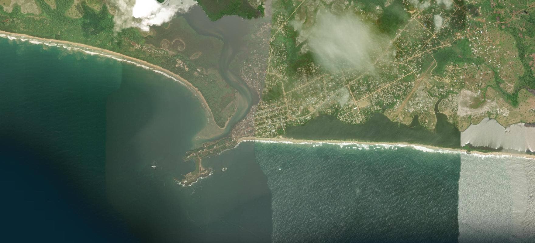Harper City and Cape Palmas seen from above